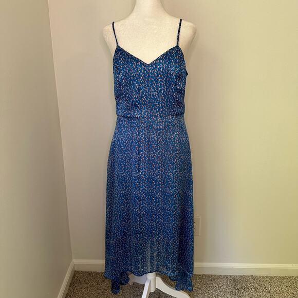 Lulu's Dreams of Love royal blue & red floral sleeveless midi dress size M - Picture 2 of 14